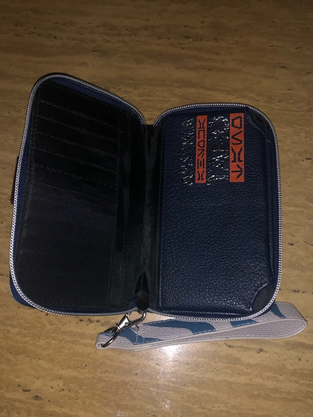 Star Wars Navy and White Zip-Around Wristlet Wallet with Strap - Picture 3 of 7